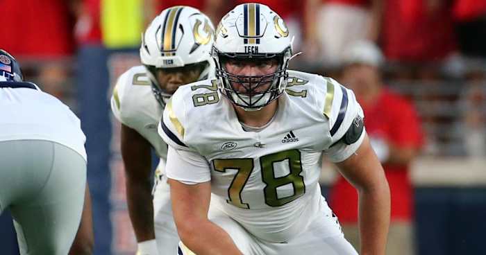 Ethan Mackenny lines up at tackle